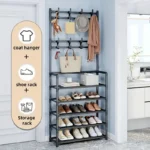 5 LAYER SHOE RACK WITH COAT HANGER - Image 2