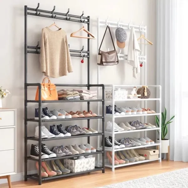 5 LAYER SHOE RACK WITH COAT HANGER