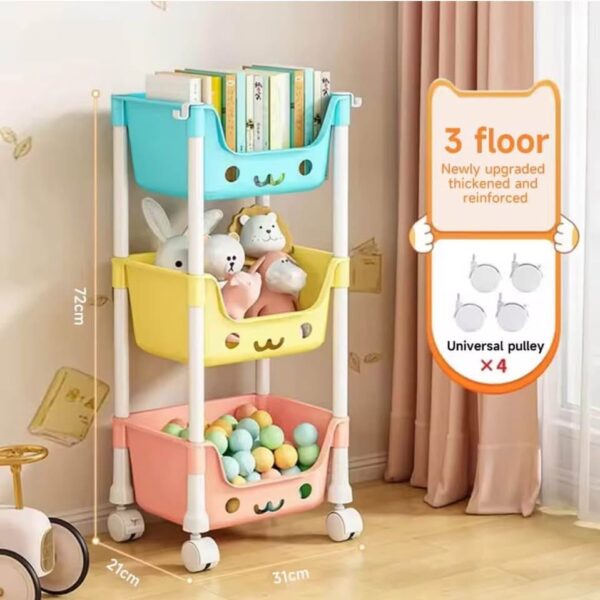 KIDS 3 LAYER MULTY COLOUR STORAGE TROLLY