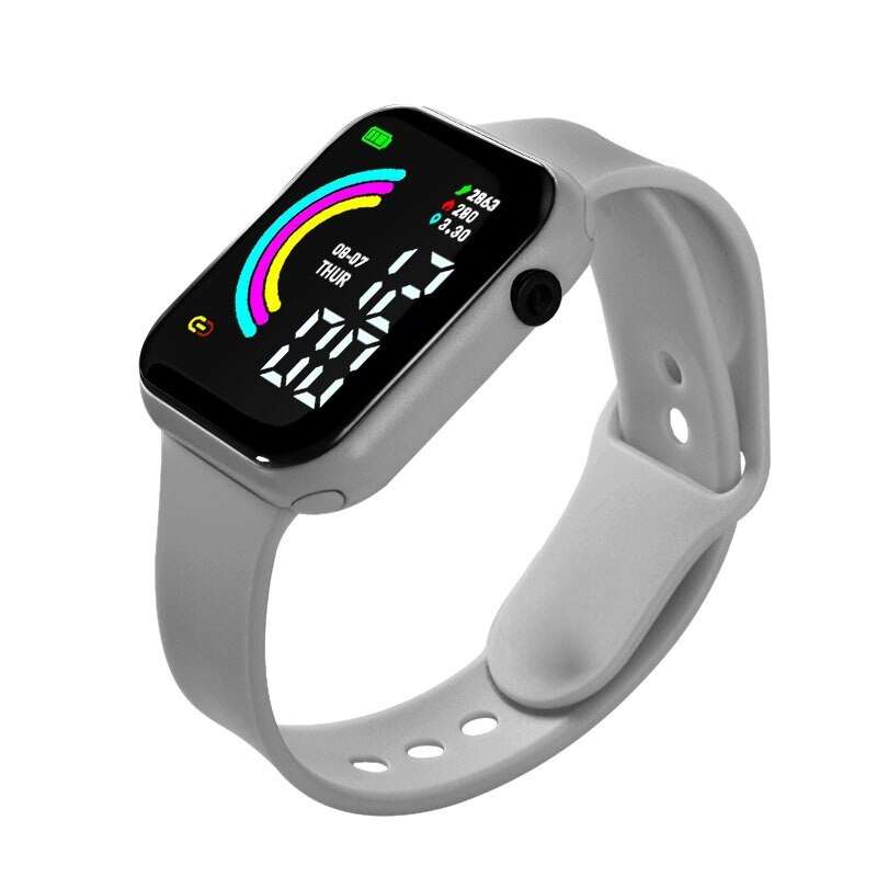 Rainbow Multi Color LED Digital Watch (GRAY)