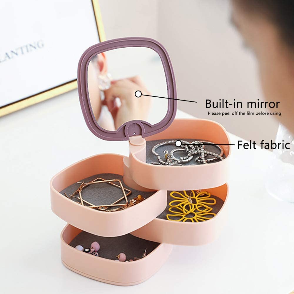 360 MINI ROTATING JEWLLERY BOX WITH MIRROR - Image 3