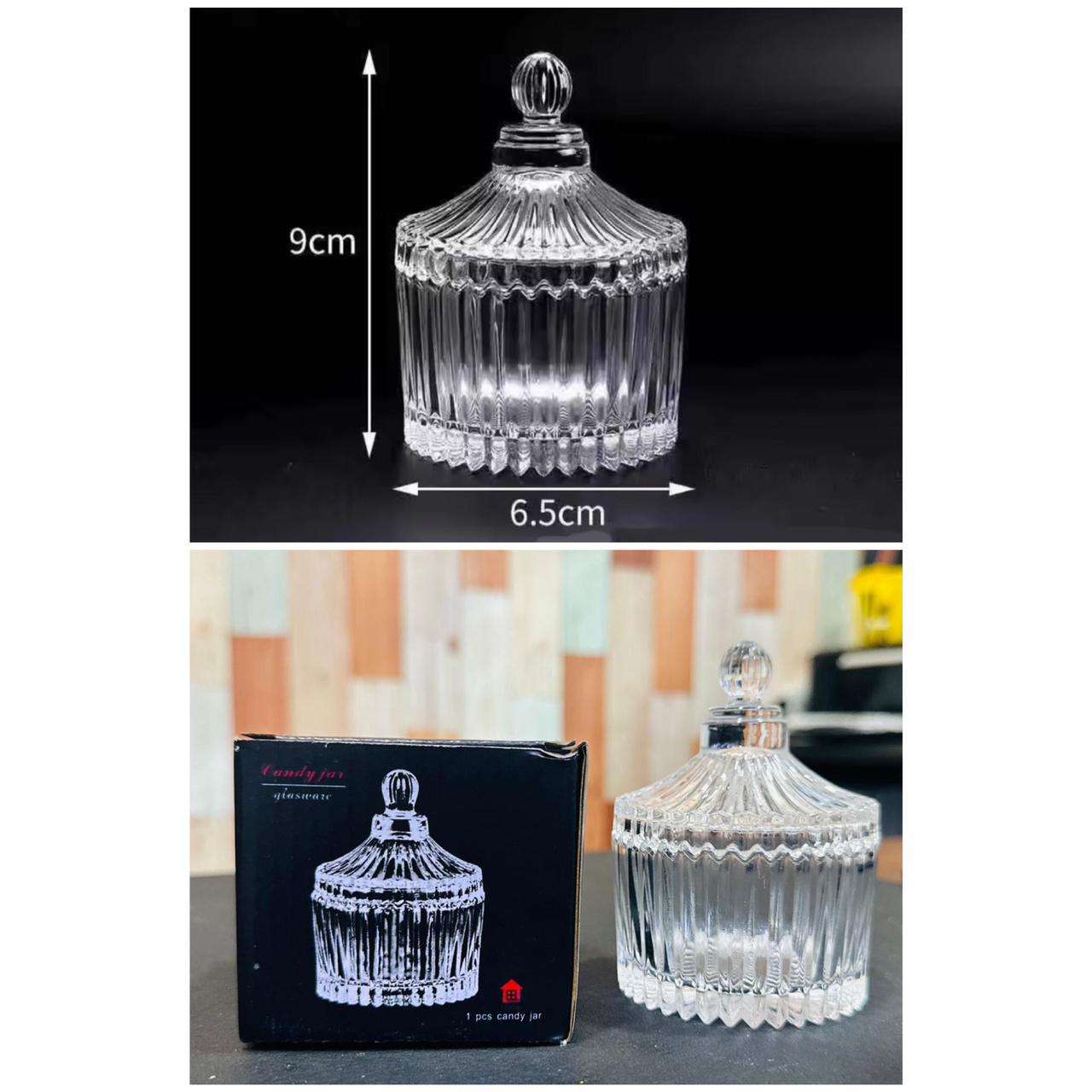 CRYSTAL GLASS SUGAR BOWL JAR WITH LID