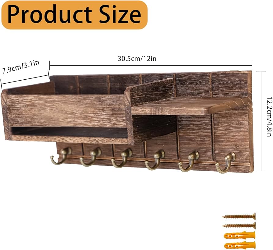 WALL MOUNTED WOOD KEY HOLDER NZ651 - Image 5