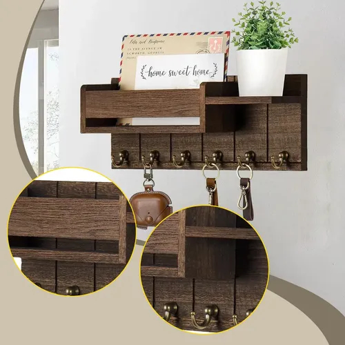WALL MOUNTED WOOD KEY HOLDER NZ651 - Image 3