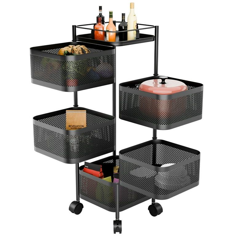 5 TIER ROTATING METAL STORAGE TROLLY BOX - Image 2