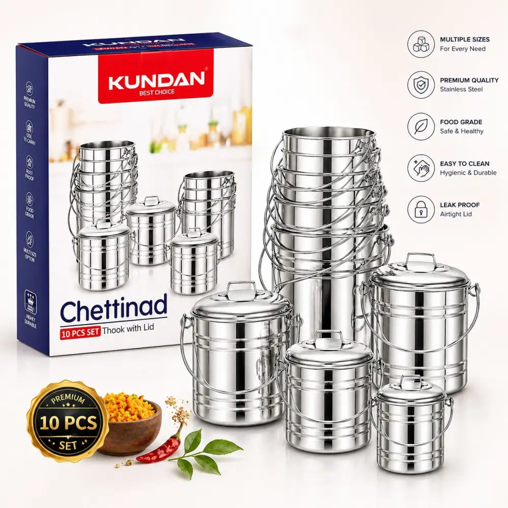 KUNDAN 10 PCS THOOK WITH LID SET